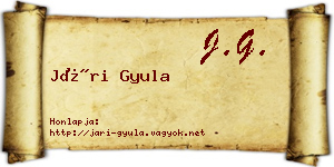 Jári Gyula névjegykártya